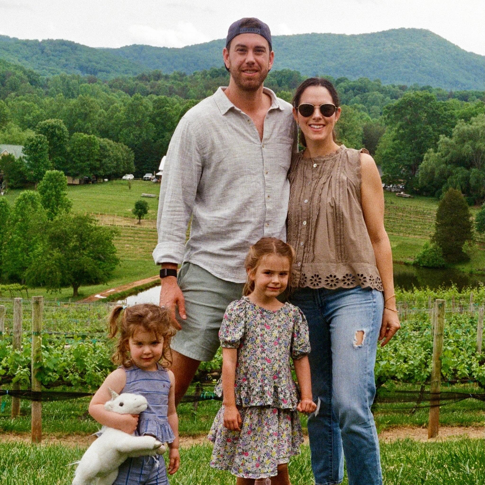 The Home Fitness Company founder with family and dog at home